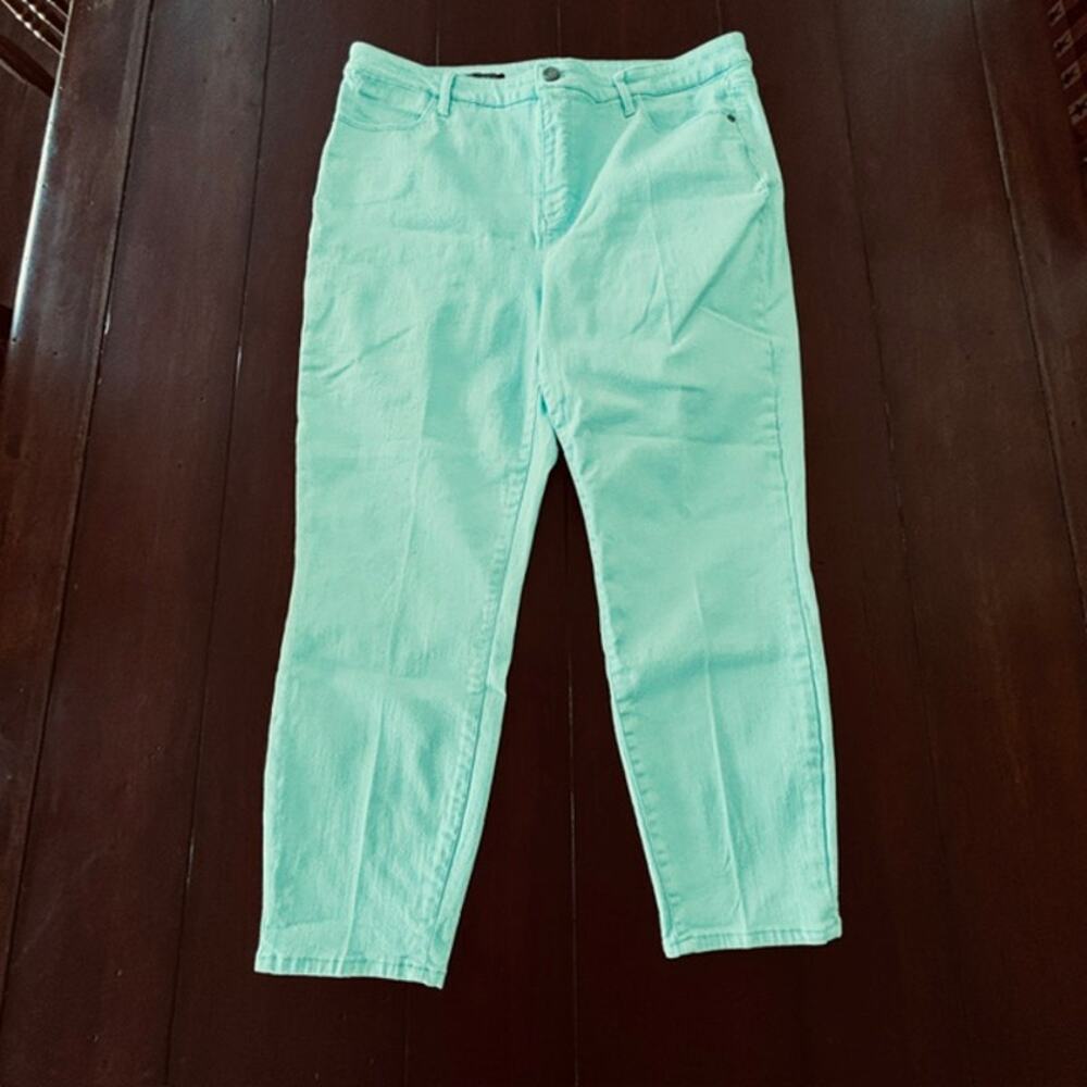 Talbots Jegging Crop Pants Women’s Size 16 Aqua Green Stretch Denim